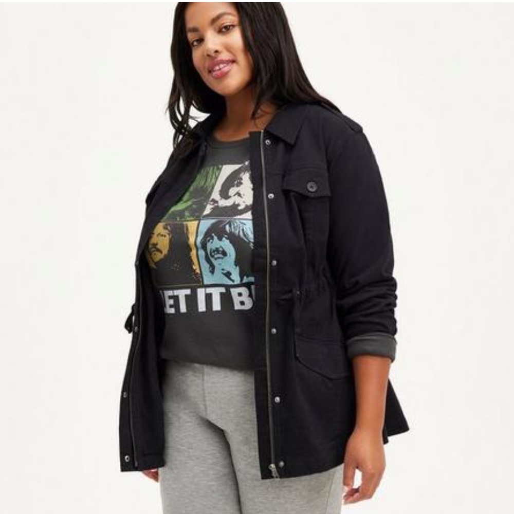 Torrid Black Twill Lace-Up Back Anorak
